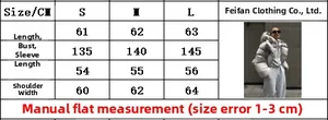 Tableau des tailles avec mesures pour la doudoune blanche oversize à capuche