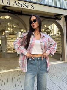 Women Casual Plaid Long Sleeve Shirt Oversized Brushed Cotton Button Down Lapel Collar Blouse Streetwear Autumn Fashion Top