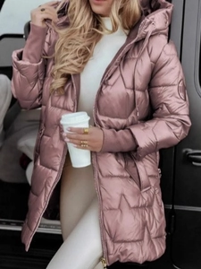Veste à capuche mauve métallisée pour femme avec surpiqûres étoiles et zip