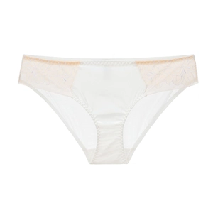 Elegant off-white lace panties for women featuring floral embroidery and mesh details