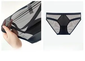 Primer plano de bragas de malla negra que muestra tela transpirable y alta elasticidad