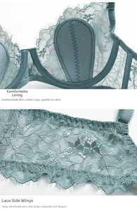 Detail view showing breathable floral lace wings and comfortable thin cotton lining