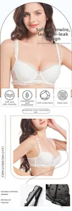Detailed close-up of white lace bra with heart mesh patterns and soft underwire support
