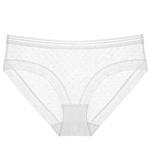 Bragas de encaje de malla blanca para mujer con diseño de puntos y tejido muy transpirable