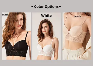 Spitzen-Bralette in Schwarz, Weiß und Beige mit U-förmigem Rücken und gutem Halt