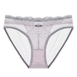 Culottes en Dentelle et Maille Sexy pour Femmes Taille Basse Française Slips Brodées de Fleurs Avec Gousset en Coton Nœud Lingerie