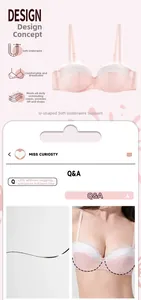 Detalle de sujetador de encaje rosa con diseño de espalda en U y aro suave de soporte