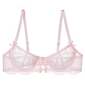 French Style Ultra Thin Lace Bra Sexy Floral Embroidery Bow Tie Underwired Breathable Supportive Lingerie For Women