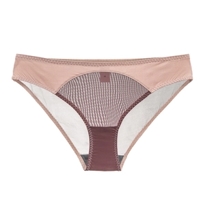Culotte sexy en satin et dentelle pour femme, taille basse, coloris rose et marron