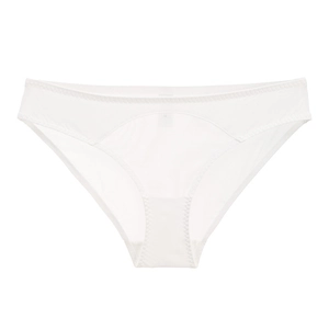 Culotte française blanche respirante pour femme avec surpiqûres en zigzag et taille basse