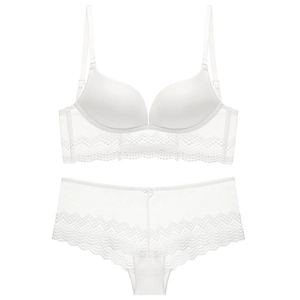 Lencería Sexy De Encaje Para Mujer Sin Aro Sujetador Push Up Y Bragas Poliamida Sin Costuras Invisible Espalda En U