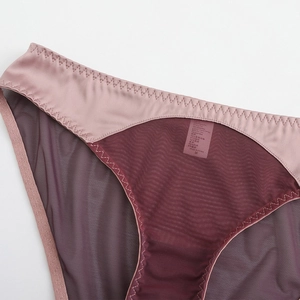 Culotte basse en maille et satin pour femme, design patchwork mauve et bordeaux