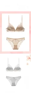 Dettaglio del set di lingerie in pizzo francese con dorso a U e fibbia anteriore