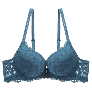 Sujetador Push Up de Encaje Floral Sexy para Mujer con Aros Tirantes Dobles Ajustables Transpirable Acolchado Elegante Bordado