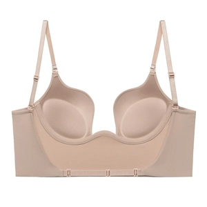 Sujetador sin costuras con escote en U profundo color nude y tirantes ajustables