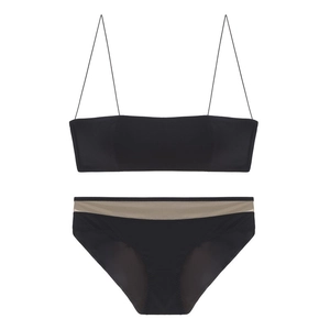 French Style Thin Strap Seamless Bra And Mesh Patchwork Panties Lingerie For Women Wire Free Comfort Daily Underwear