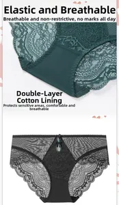 Détail de culottes en dentelle avec doublure en coton double couche et petit nœud