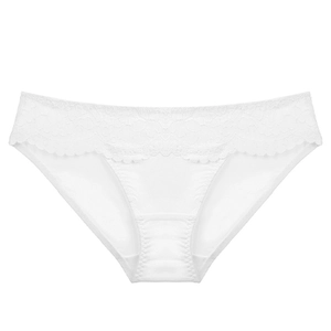 Bragas francesas de encaje blanco para mujer con bordado floral y detalle de puente algodón
