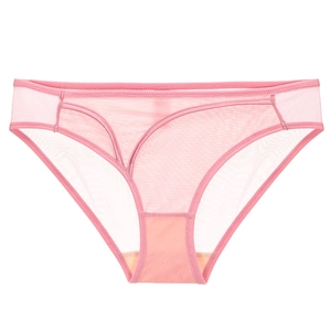 Bragas de malla rosa transparente para mujer con tejido transpirable y entrepierna de algodón