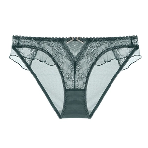 Damen Sexy Französisch Spitze Unterhosen Transparent Netzgewebe Slips Niedrige Taille Mit Schleife Rüschen Für Damen