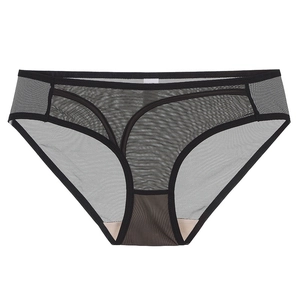 Bragas francesas sexys de malla para mujer en gris oscuro con tela transpirable