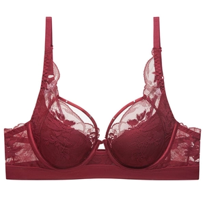 Women Sexy French Lace Bra Underwire 3/4 Cup Push Up Floral Embroidery Breathable Comfortable Lingerie Bra