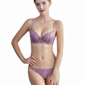 Women's French Sexy Lace Polyamide Lingerie Push Up Gathering Bra And Panties Top And Bottom Breathable Intimate Underwear