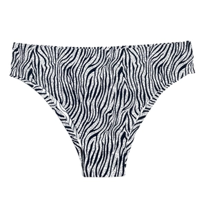 Bragas sin costuras de cintura alta para mujer con estampado de cebra y puente de algodón