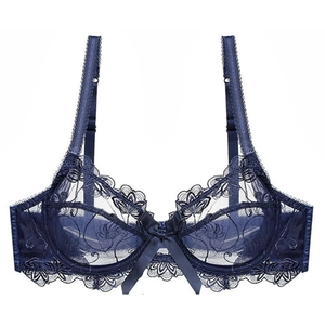 Damen Sexy Spitze Stickerei BH Ultradünnes Netz 3/4 Cup Mit Bügel Bralette Atmungsaktiv Minimizer Unterwäsche Top