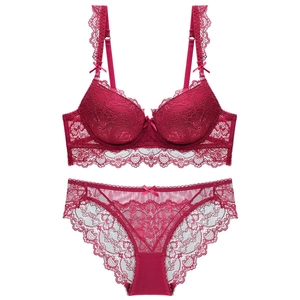 Dames Sexy Kant Lingerie Set Geborduurd Push Up BH En Slip Top And Bottom Voor Dagelijks Gebruik Bruiloft Feest