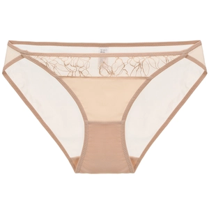 Bragas de malla con bordado de encaje francés en color nude con entrepierna de algodón