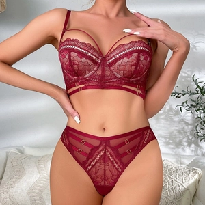 Sexy Floral Lace Hollow Out Push Up Bra Top And Bottom For Women Breathable Supportive Embroidery Lingerie For Daily Dating Wedding