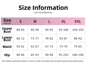 Detailed size guide table for sexy leopard lingerie set from S up to XXL measurements