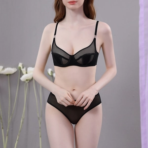 Women Sexy Lingerie Mesh Bra And Panty Underwire Ultra Thin Transparent Breathable Clothing For Ladies Sexy Style