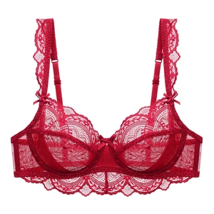 Damen Sexy Dünne Spitze BH Transparent Blumen Stickerei Bügel Bralette Übergröße Schleife Dekor Atmungsaktiv Dessous Für Damen