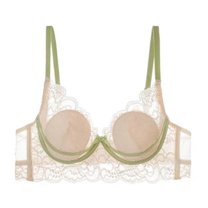 Soutien-gorge Sexy en Dentelle Florale Style Français Bonnet Oreille de Lapin Mince avec Armatures Lingerie Femme Confortable