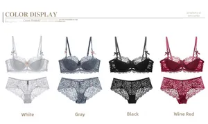 Detaillierter Vergleich von Spitzen-Dessous-Sets in Weiß, Grau, Schwarz und Weinrot