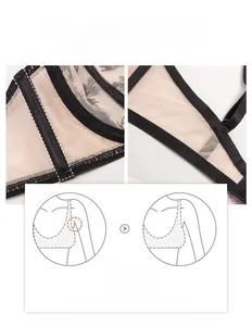 Détail d'un soutien-gorge en dentelle noire avec côtés larges pour un maintien efficace