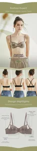 Reggiseno stile francese con fibbia anteriore e coppe sottili a orecchie di coniglio