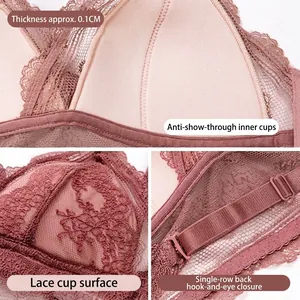 French lace triangle bralette set in mauve purple with ultra-thin 0.1cm breathable cups