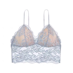 Französischer Stil Sexy Spitze Bralette Damen Dünne Dreieck Cup Kabellose BH Einfarbig Blumenstickerei Schöner Rücken Camisole Top
