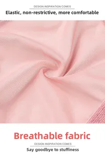 Close-up of breathable pink mesh lace fabric with fine texture for women panties