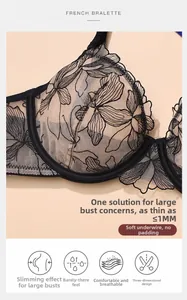 Detail van transparante kanten bralette met zachte beugel en ultradunne 1mm mesh stof
