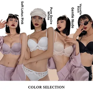 Detaillierter Vergleich von Spitzen-BHs in Lotusrosa, Weiß, Beige und Schwarz
