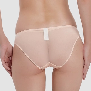 Nude roze kanten slipjes voor dames met transparant bloemenmesh en een lage taille katoen