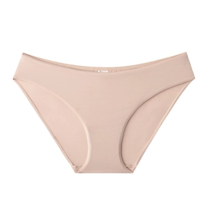 Slip bikini da donna beige senza cuciture in tessuto elastico traspirante