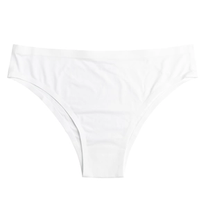 Close-up of seamless white laser-cut panties with breathable smooth ice silk fabric
