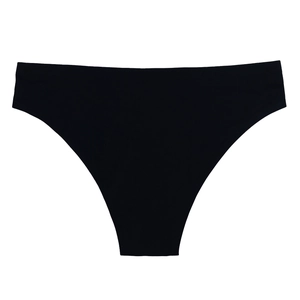 Detail of seamless black ice silk underwear with a smooth finish and breathable texture