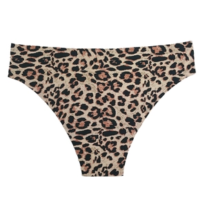 Detail shot of seamless women's leopard print panties with smooth fabric and clean cut