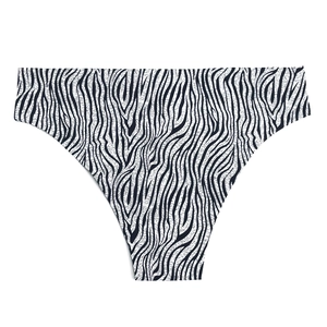 Detailed view of breathable zebra pattern seamless panties with cotton lining